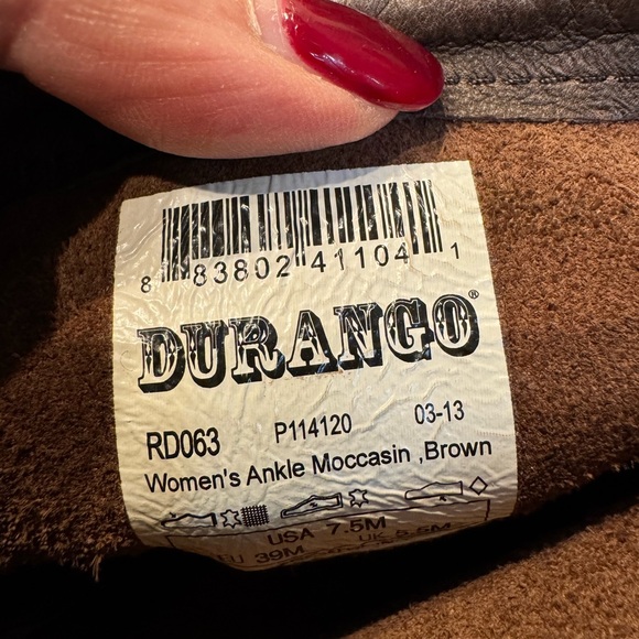 Durango Brown Ankle Moccasin Boots with Patterned Cuff Size 7.5 - Picture 3 of 9